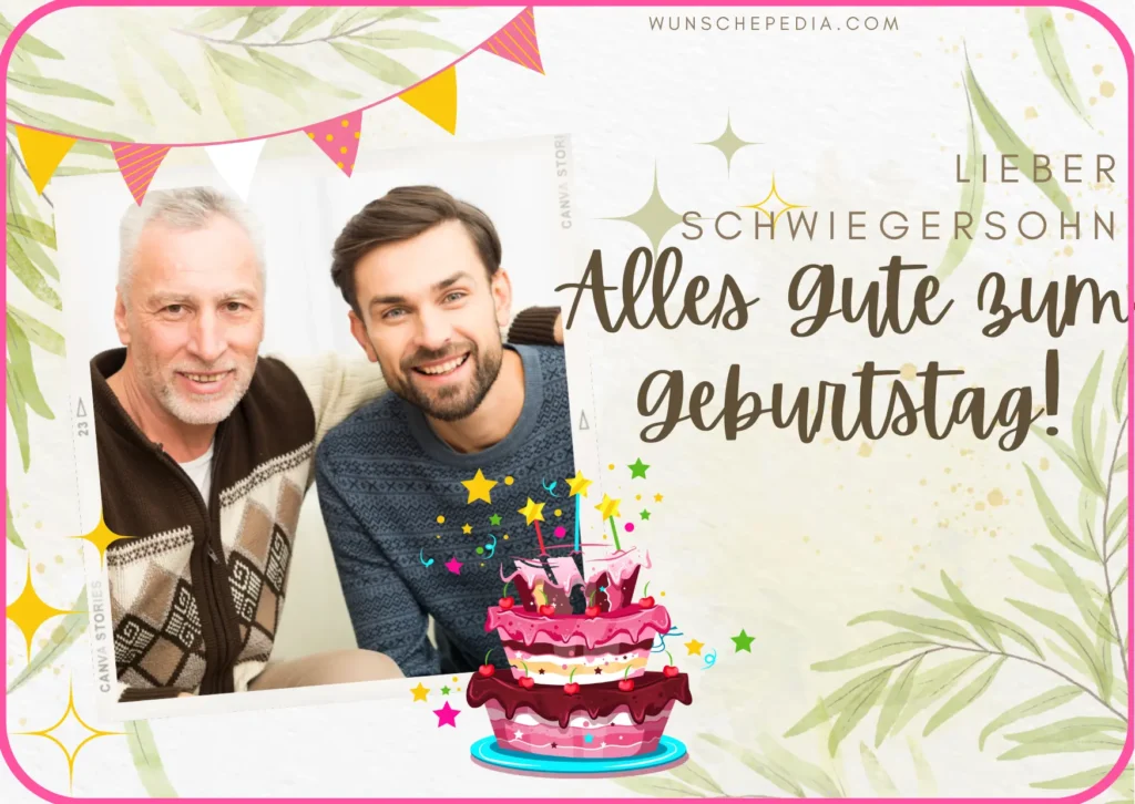 ein glücklicher Schwiegersohn mit seinem Schwiegervater, der seinen Geburtstag feiert